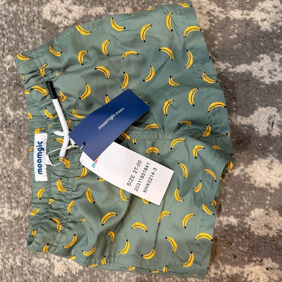 Maamgic Green Banana Print Toddler Swim Shorts NWT! - Picture 1 of 3